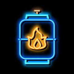 Poster - explosive gas tank neon light sign vector. Glowing bright icon explosive gas tank sign. transparent symbol illustration