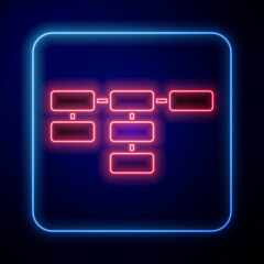 Aufkleber - Glowing neon Site map icon isolated on blue background. Vector
