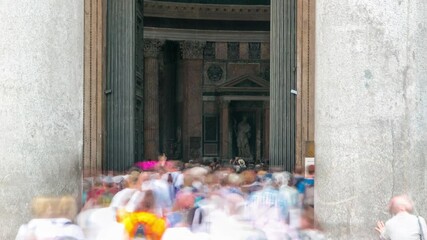 Wall Mural - Tourists visit the Pantheon timelapse at Rome, Italy.