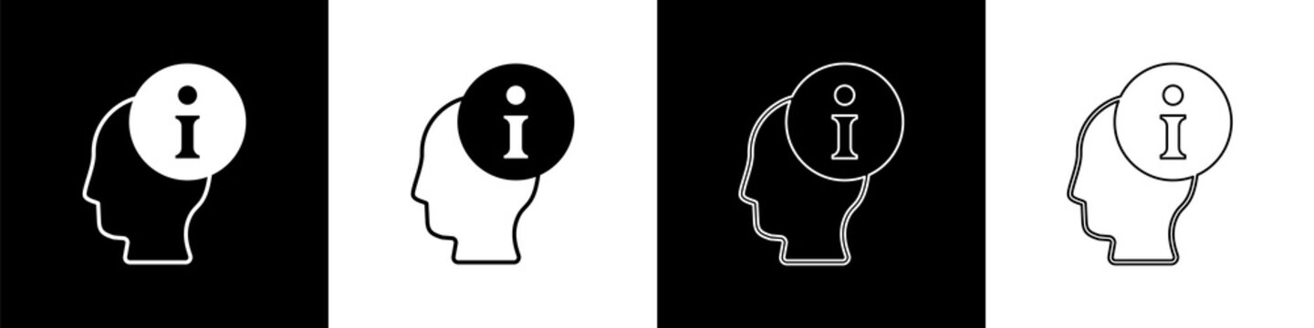 Set Information icon isolated on black and white background. Vector
