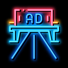 Poster - road sign ads neon light sign vector. Glowing bright icon road sign ads sign. transparent symbol illustration