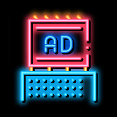 Poster - billboard on top of high-rise building neon light sign vector. Glowing bright icon billboard on top of high-rise building sign. transparent symbol illustration