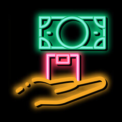 Poster - ransom for money at pawnshop neon light sign vector. Glowing bright icon ransom for money at pawnshop sign. transparent symbol illustration
