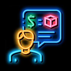 Poster - pawnshop representative employee neon light sign vector. Glowing bright icon pawnshop representative employee sign. transparent symbol illustration