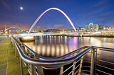 Millennium Bridge and the Tyne Bridge over the River Tyne in Newcastle upon Tyne