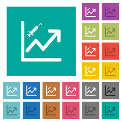 Sticker - Rising vaccination graph square flat multi colored icons