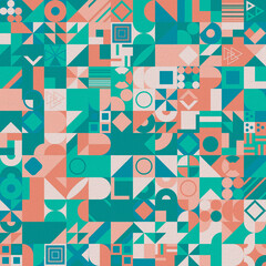 Poster - Abstract colorful geometric figures background. Flat minimal style. Template for your design, wallpaper, banner, poster, flyer.
