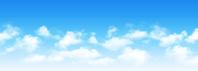 Wall Mural - sunny day background, blue sky with white cumulus clouds, natural summer or spring background with p