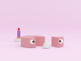Poster - Cute podium backdrop with terrazzo texture for product display. 3d rendering.