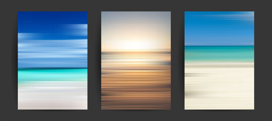 Poster - summer backgrounds set. creative gradients in summer colors. ocean horizon, beach and sunsets.
