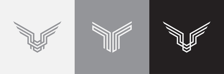 Poster - Geometric minimal logotype set. Creative linear shapes design.