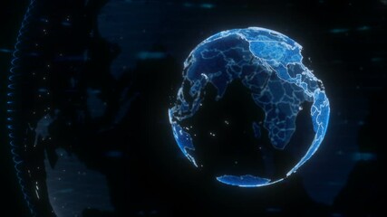 Wall Mural - blue globe of earth.this is a stock motion graphic that shows the rotation of a stylized globe of th