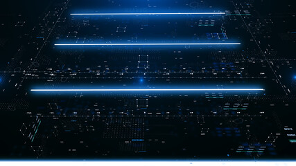 Fototapete - Technology UI Information Graphic Communication Data on HUD Technical System Report Illustration Background