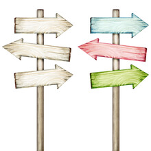 Watercolor wooden arrows