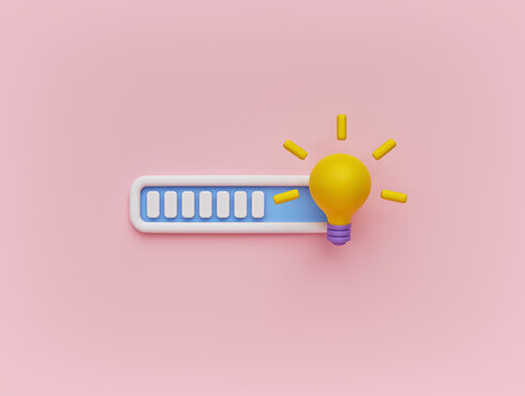 minimal design. Idea Loading Progress Bar. 3d rendering
