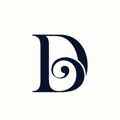 DB monogram logo.Typographic signature icon.Letter d and letter b.Lettering sign isolated on light background.Alphabet initials.Elegant, luxury, beauty, fashion style.Decorative swirl.