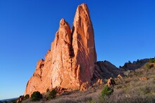 Red Rock Formations In The Garden Of The Gods Park In Colorado Springs, Colorado, United States