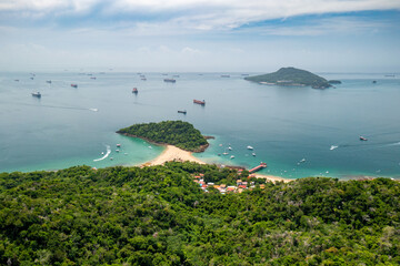 Taboga Island Aerial View. Tropical island located  in the Pacific near Panama City,Panama.