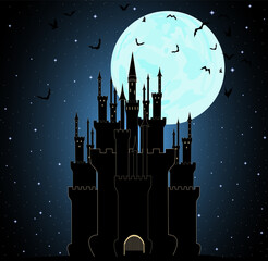 Halloween vector Dracula castle, vector illustration	
