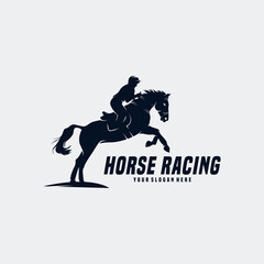 Canvas Print - Racing Horse Logo Vector Template