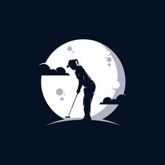 Poster - golf club in the moon Logo Design