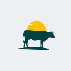 Canvas Print - cow farm logo vector illustration