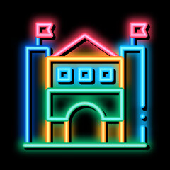 Wall Mural - castle amusement park neon light sign vector. Glowing bright icon castle amusement park sign. transparent symbol illustration