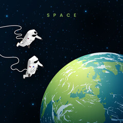 Wall Mural - astronaut cosmonaut taikonaut isometric composition