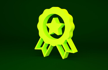 Yellow Medal icon isolated on green background. Winner symbol. Minimalism concept. 3d illustration 3D render