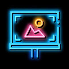 Aufkleber - easel painted with colored paints neon light sign vector. Glowing bright icon easel painted with colored paints sign. transparent symbol illustration