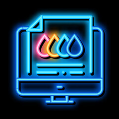 Aufkleber - printed sheet in computer neon light sign vector. Glowing bright icon printed sheet in computer sign. transparent symbol illustration