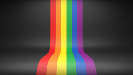 Studio backdrop with colorful rainbow pride stripes. LGBT summer event background