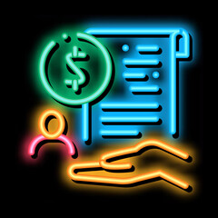 Poster - cash purchase agreement neon light sign vector. Glowing bright icon cash purchase agreement sign. transparent symbol illustration