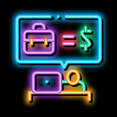Poster - realtor services for money neon light sign vector. Glowing bright icon realtor services for money sign. transparent symbol illustration