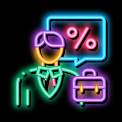 Poster - realtor for profit interest neon light sign vector. Glowing bright icon realtor for profit interest sign. transparent symbol illustration
