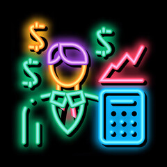 Poster - realtor transfers profit neon light sign vector. Glowing bright icon realtor transfers profit sign. transparent symbol illustration