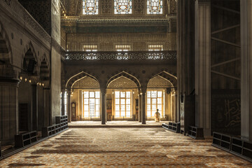 Canvas Print - Tranquil scenery of the Blue Mosque Fatih in sunlight at dawn, Istanbul, Turkey