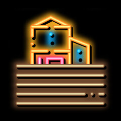 Sticker - farm with land neon light sign vector. Glowing bright icon farm with land sign. transparent symbol illustration