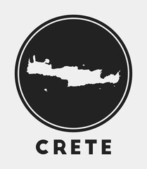 Wall Mural - Crete icon. Round logo with island map and title. Stylish Crete badge with map. Vector illustration.