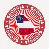 Fototapeta  - Georgia round stamp. Logo of us state with state flag. Vintage badge with circular text and stars, vector illustration.