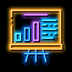 Poster - optimization study diagram chart neon light sign vector. Glowing bright icon optimization study diagram chart sign. transparent symbol illustration