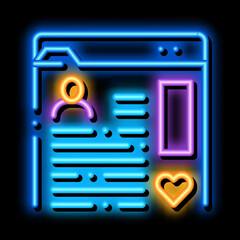 Poster - information chart folder about man neon light sign vector. Glowing bright icon information chart folder about man sign. transparent symbol illustration