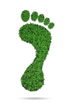 Ecology Concept With Green Footprint - 3d Rendering