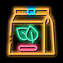 Sticker - green tea bag neon light sign vector. Glowing bright icon green tea bag sign. transparent symbol illustration