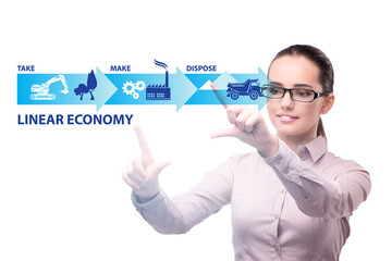 Wall Mural - Concept of linear economy with businesswoman