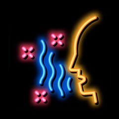 Poster - intestinal infection transmitted by airborne droplets neon light sign vector. Glowing bright icon intestinal infection transmitted by airborne droplets sign. transparent symbol illustration