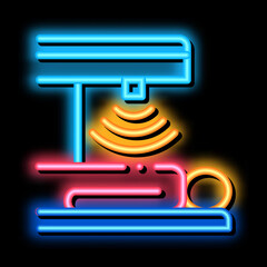 Poster - human stomach scanner neon light sign vector. Glowing bright icon human stomach scanner sign. transparent symbol illustration