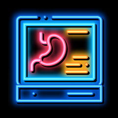Poster - diagnostic scan of stomach neon light sign vector. Glowing bright icon diagnostic scan of stomach sign. transparent symbol illustration