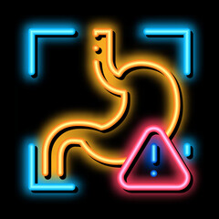 Poster - detection of stomach problems scan neon light sign vector. Glowing bright icon detection of stomach problems scan sign. transparent symbol illustration