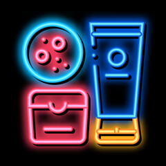 Poster - cosmetics to solve problem neon light sign vector. Glowing bright icon cosmetics to solve problem sign. transparent symbol illustration